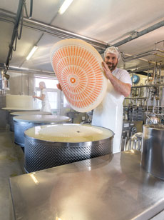 Deckblatt auf Käselaib anbringen